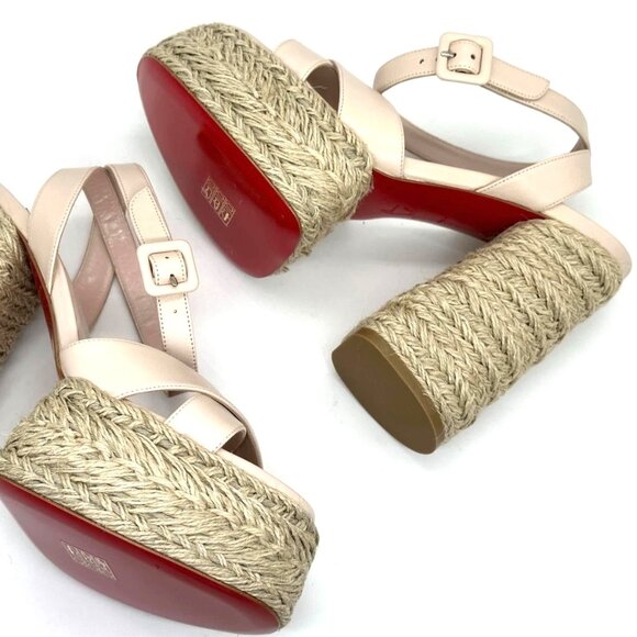 Christian Louboutin SUPER MARIZA 130 Platform Heels Espadrille Sandal Shoes - Picture 11 of 15